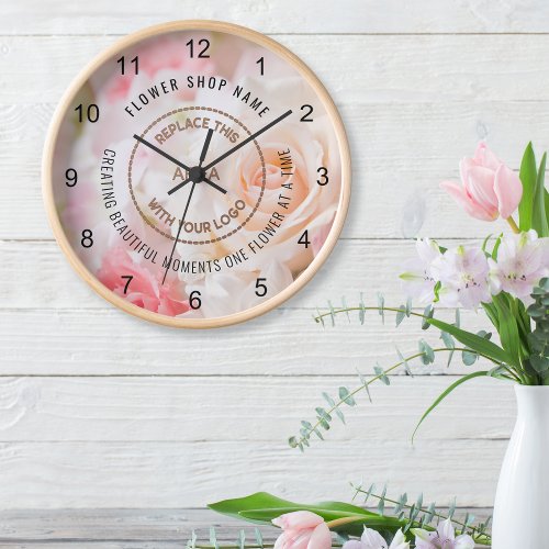 Photo Overlay Logo Quote Florist Flower Shop Clock
