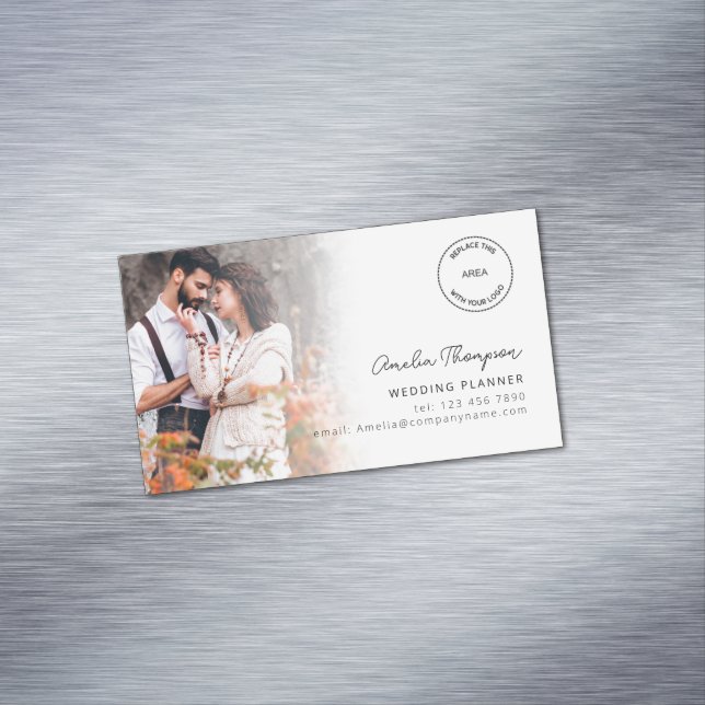 Photo Overlay Logo Wedding Planner Business Card Magnet (In Situ)