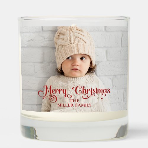 Photo overlay Merry Christmas family red  Scented Candle