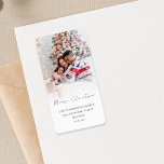 Photo Overlay Merry Christmas Return Address Label<br><div class="desc">Photo Overlay Merry Christmas Return Address.  A stylish set script for Merry Christmas and the rest of the text is easy to personalise. Replace the sample photo with your own favorite.</div>