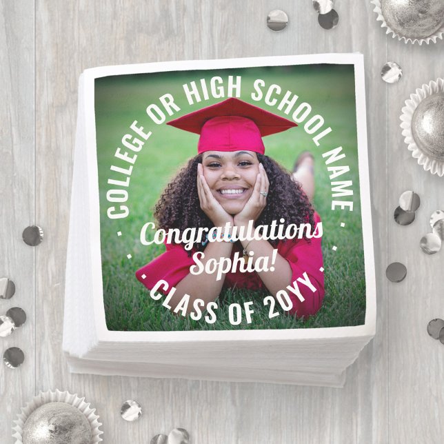 Photo Overlay Modern Congratulations Graduation Napkins (Creator Uploaded)
