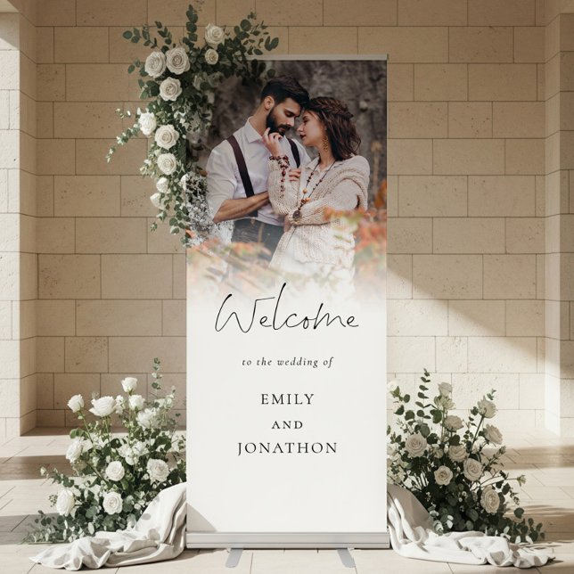 Photo Overlay Modern Script Welcome to Wedding Retractable Banner (Creator Uploaded)