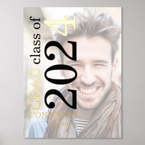 Photo Overlay Name Congrats Grad 2024 Graduation  Foil Prints