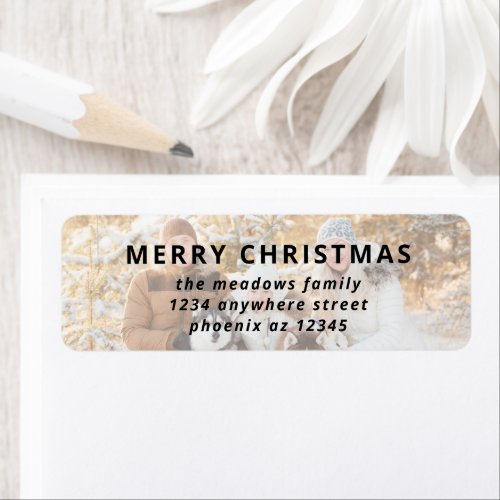 Photo Overlay Name Return Address Merry Christmas  Label