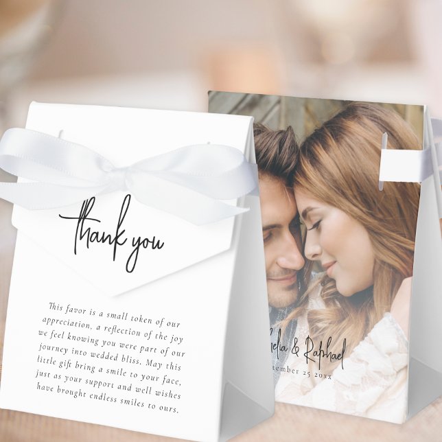 Photo Overlay Newlyweds Wedding Thank You Favor Boxes (Front and back view)