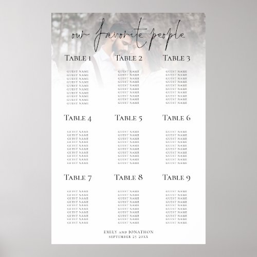 Photo Overlay Printable Wedding Seating Chart