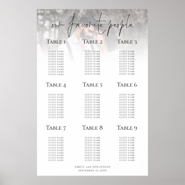 Photo Overlay Printable Wedding Seating Chart (Front)