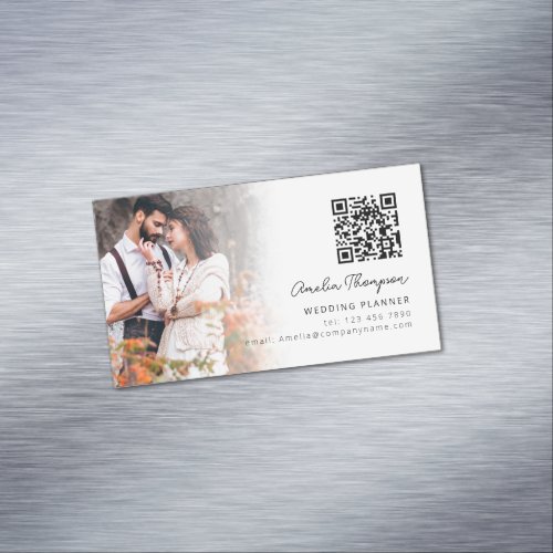 Photo Overlay QR Code Wedding Planner Business Card Magnet