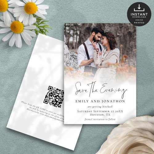 Photo Overlay QR Script Wedding Save the Evening  Save The Date