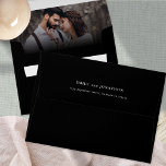 Photo Overlay Return Name Address Black Wedding Envelope<br><div class="desc">Photo Overlay Return Name Address Black Wedding.  For your 7x52 invitations. Replace the sample photo with your own favorite which is behind a gradient layer inside the envelope and personalise your names and return address on the back flap.</div>
