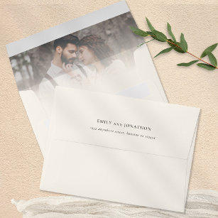 Photo Overlay Return Name Address Cream Wedding Envelope