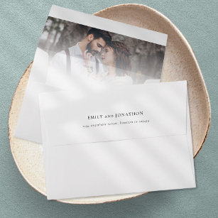 Photo Overlay Return Name Address White Wedding Envelope