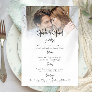 Photo Overlay Script Boho Wedding Menu Card