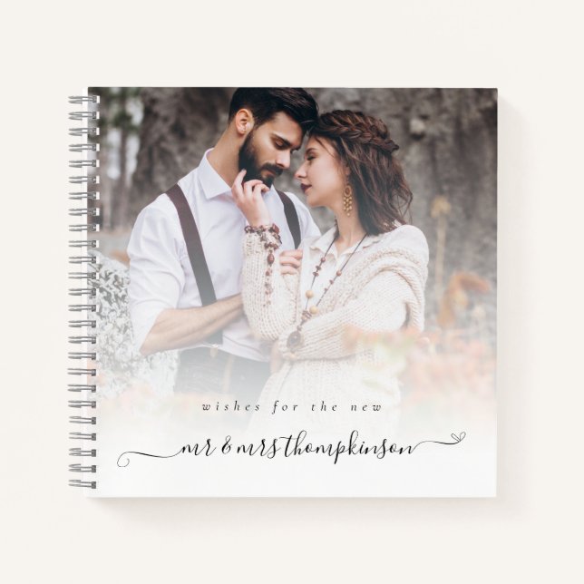 Photo Overlay Script Heart Wedding Guest Book (Front)