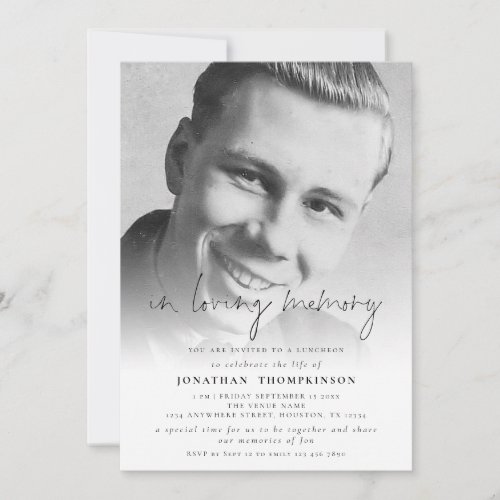 Photo Overlay Script In Loving Memory Funeral Invitation