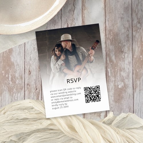 Photo Overlay Script QR Code Boho Wedding RSVP  Enclosure Card