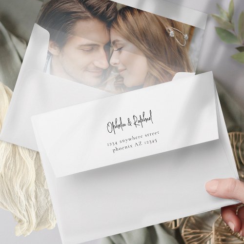 Photo Overlay Script Return Address Wedding Envelope