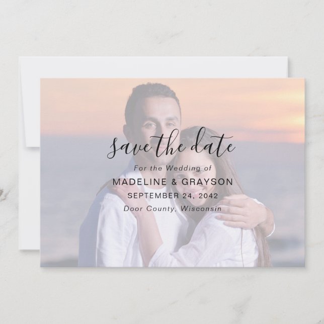 Photo Overlay Script Typography Wedding Save The D Date (Front)