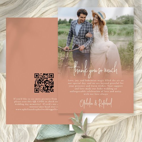 Photo Overlay Script Wedding Terracotta Thank You Card