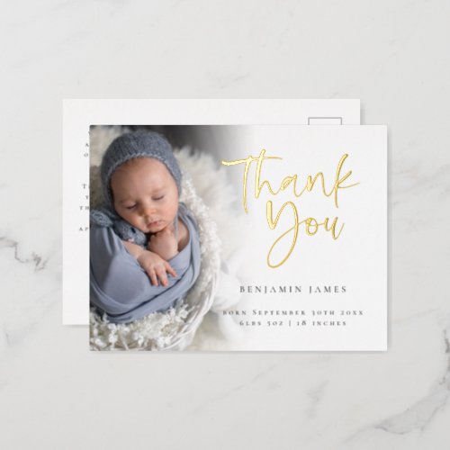 Photo Overlay Thank You BIrth Announcement Foil