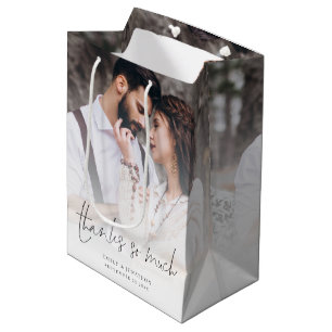 Photo Overlay Thanks So Much Favor Wedding Medium Gift Bag