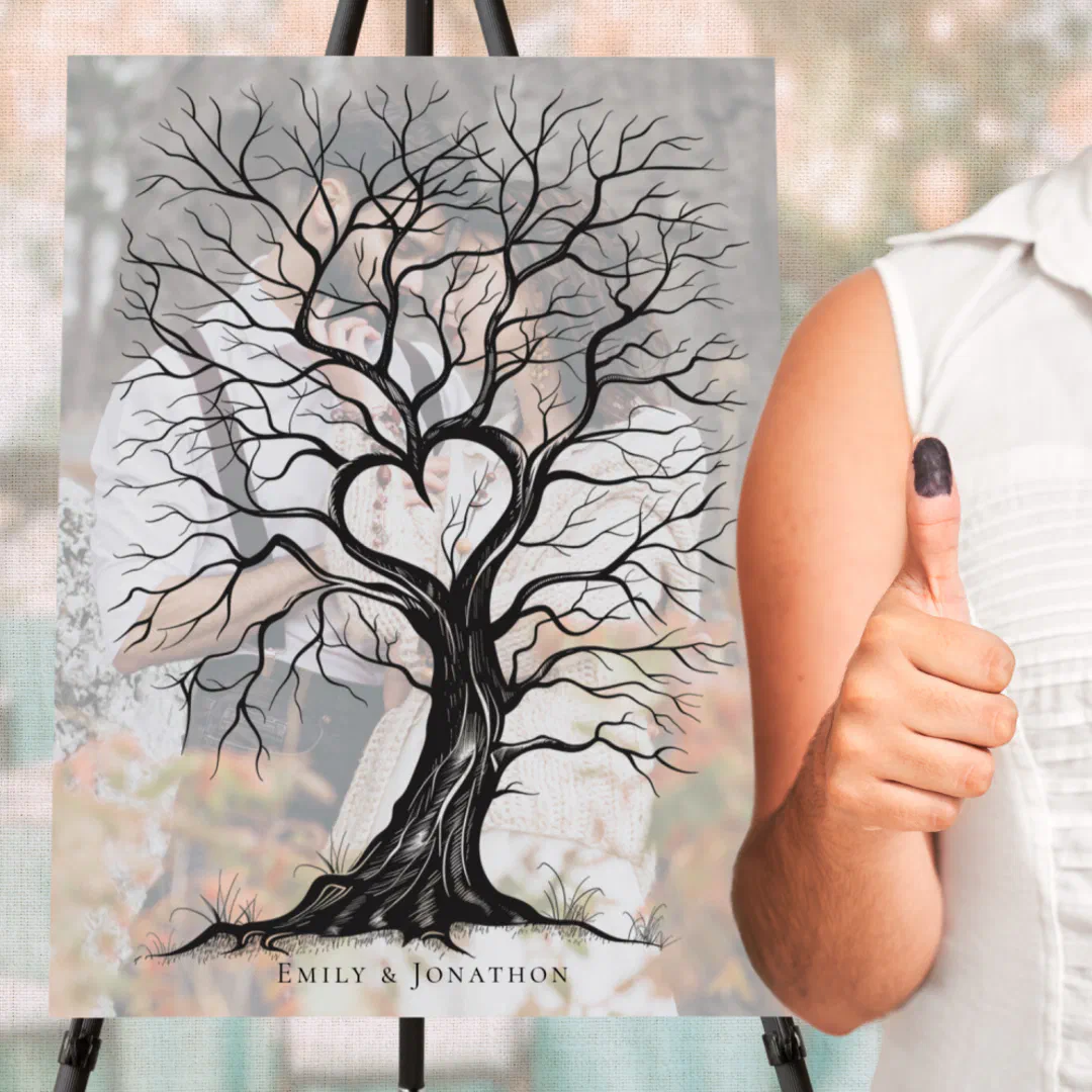 Photo Overlay Thumb Print Tree Wedding Guest Book Foam Board
