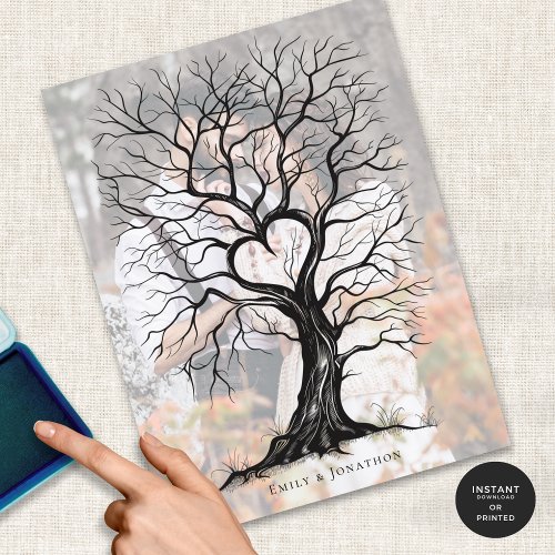 Photo Overlay Thumbprint Tree Wedding Guest Book