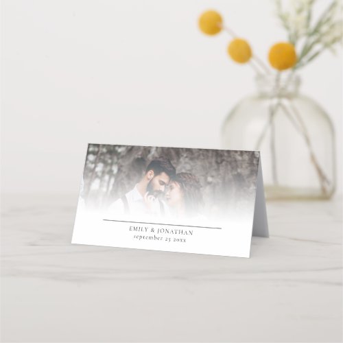 Photo Overlay We Do Script Wedding Place Card