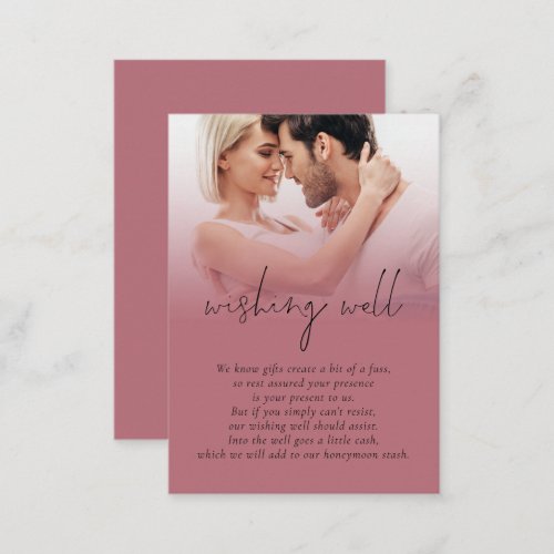 Photo Overlay Wedding Rose Gold Black Wishing Well Enclosure Card