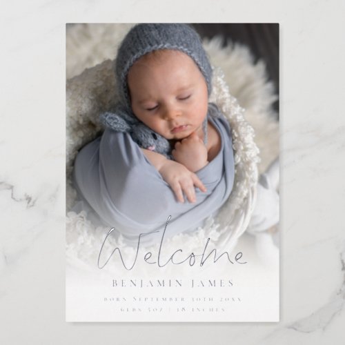 Photo Overlay Welcome Birth Announcement Luxury