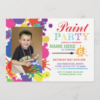 Photo Paint Party Art Invitation Invite by WOWWOWMEOW at Zazzle