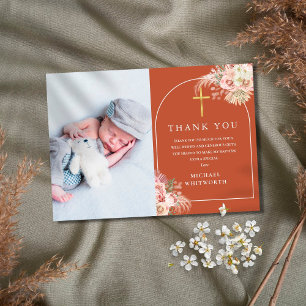 Photo Pampas Grass Arch Baptism Thank You Card
