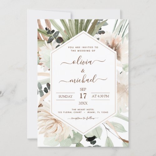 Photo Pampas Grass Bohemian Boho Wedding Invitation