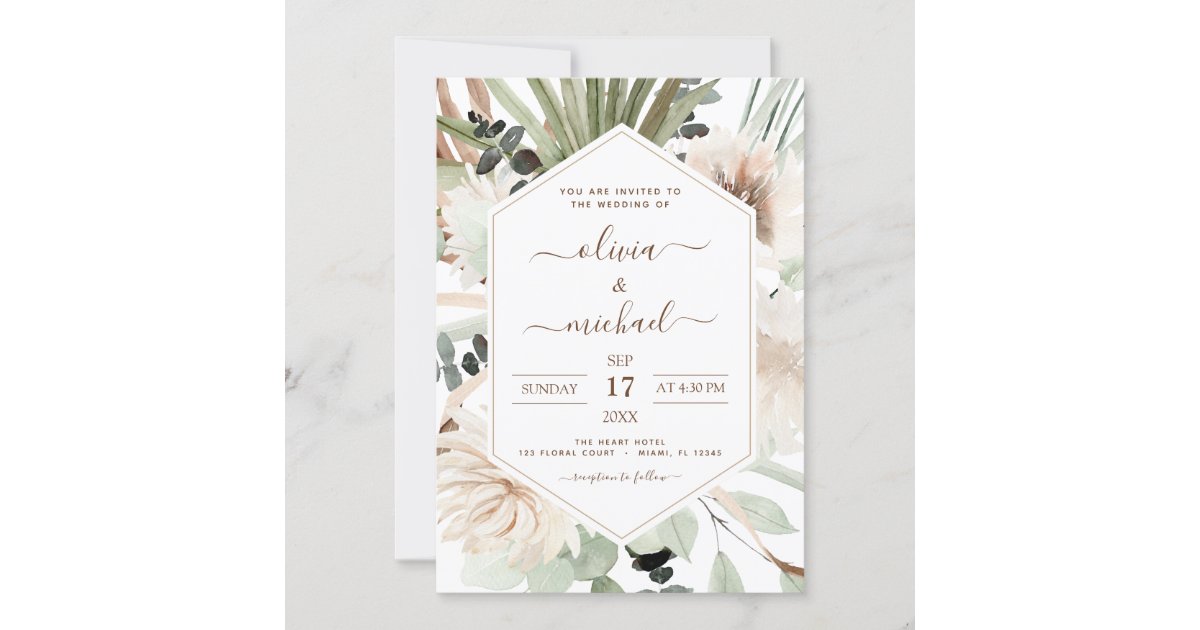 PM Botanical boho logo for wedding invitation.