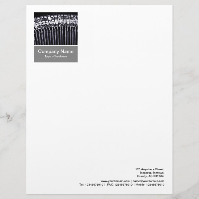 Photo Panel - 50pc Gray - Typewriter Letterhead (Front)