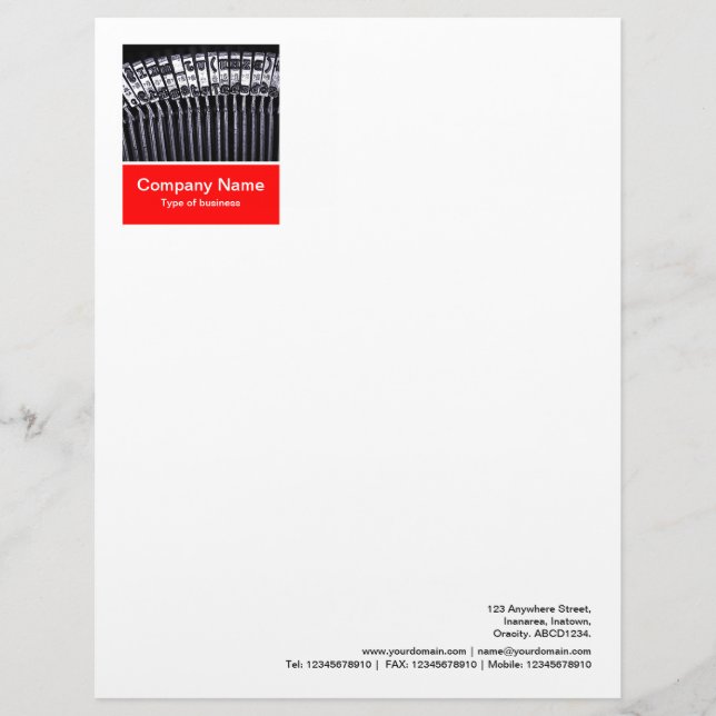 Photo Panel - Red - Typewriter Letterhead (Front)