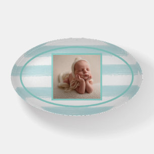 Photo Paperweight Baby Boy Blue Modern Elegant