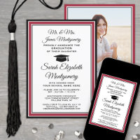 Photo & Parents Names Red Black & White Graduation