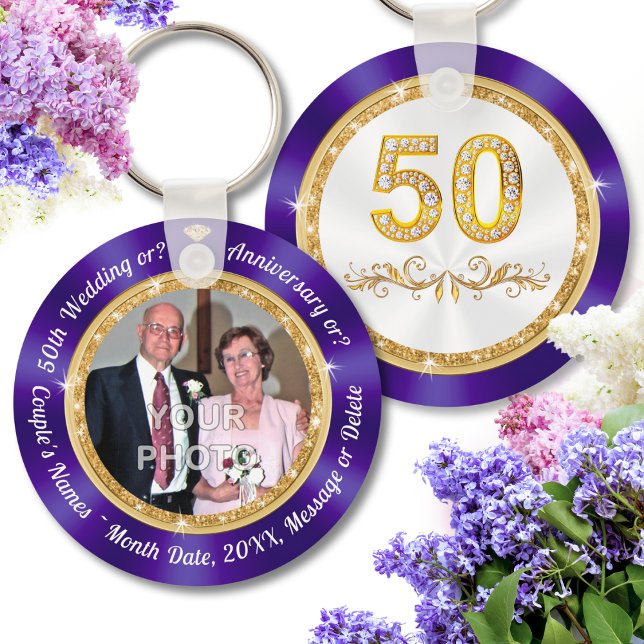 PHOTO, Party Favors for 50th Wedding Anniversary, Keychain (50th Anniversary Favors Cheap, personalized with Couple's Names, Anniversary date, 50th Anniversary!)