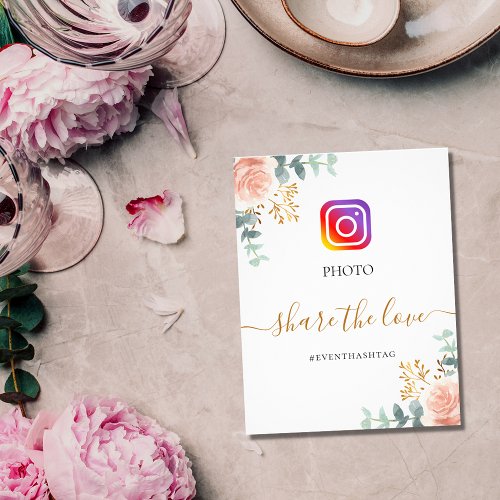 Photo party Instagram hashtag floral eucalyptus Flyer