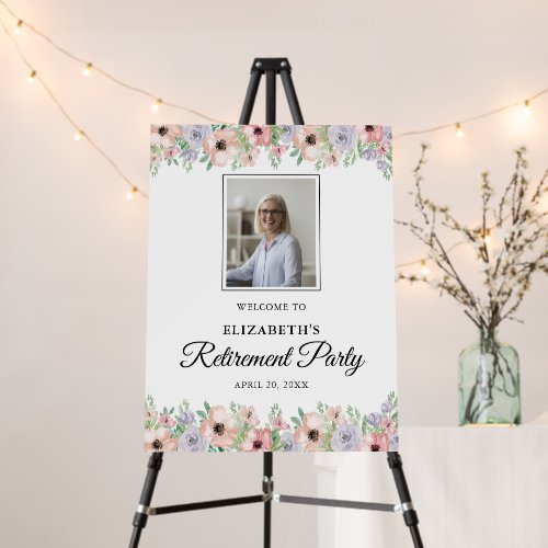 Photo Pastel Flowers Retirement Party Welcome
