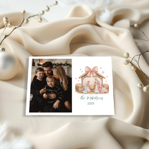Photo Pastel Nativity Christmas Holiday Card