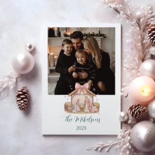 Photo Pastel Nativity Christmas Holiday Card