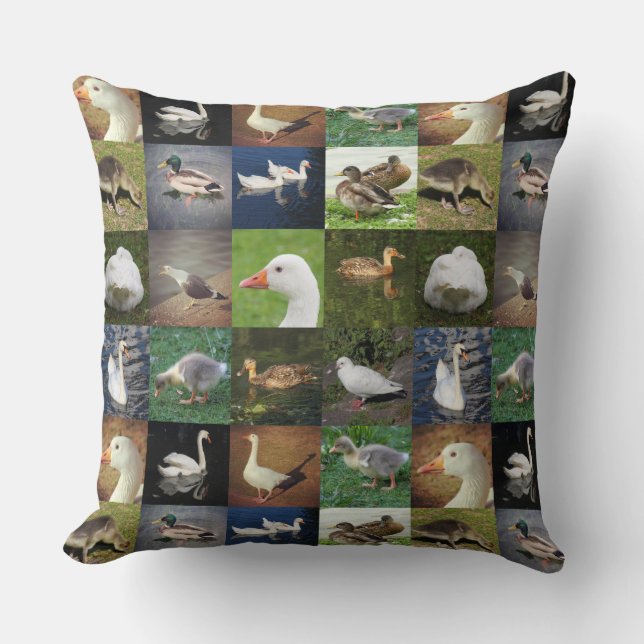 Photo Patchwork - Birds Throw Pillow (Front)