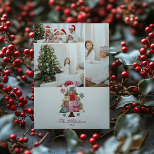 Photo Patchwork Christmas Tree Preppy Holiday Card