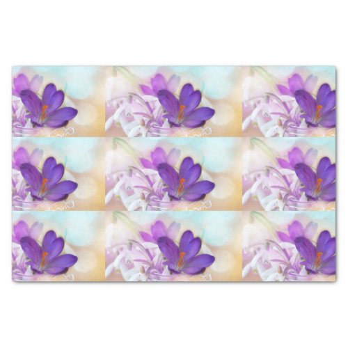 Photo Pattern of a Pretty Purple Spring Crocus Tissue Paper