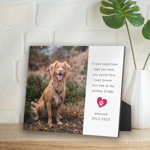 Photo Paw Print Poem Pet Memorial Plaque