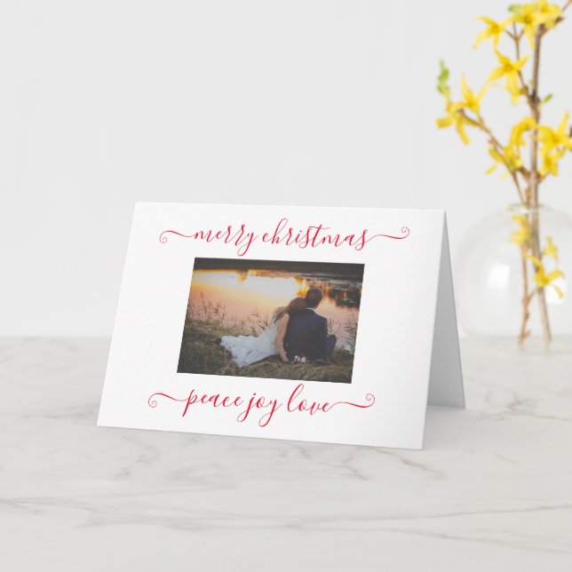Photo Peace Joy Love Merry Christmas  Card (Yellow Flower)