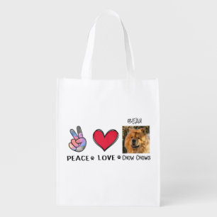 Photo Peace Love Chow Chow Grocery Bag
