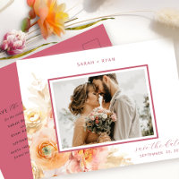 Photo Peach Blush, Burgundy Wedding Save the Date